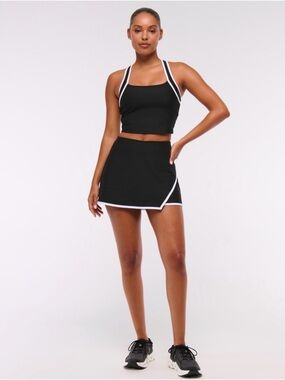 Abercrombie & Fitch Black Skater Skirt with White Trim